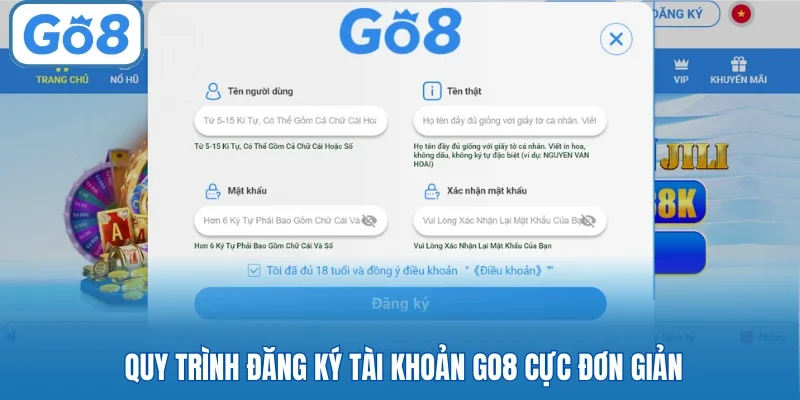 Quy trình đăng ký tài khoản GO8 cực đơn giản
